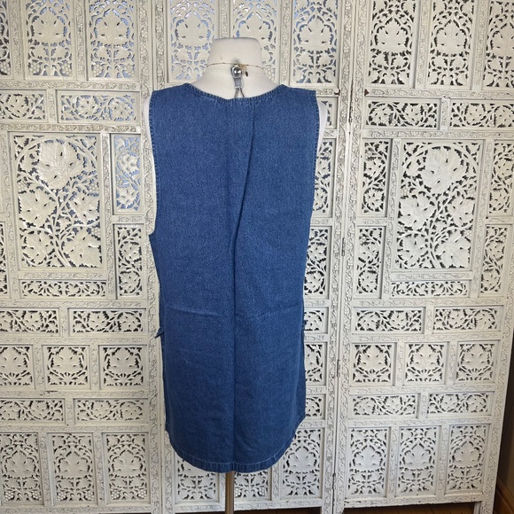 Vintage Medium Wash Sleeveless Denim Two Pocket Overall Dress Sz Medium - Picture 7 of 9